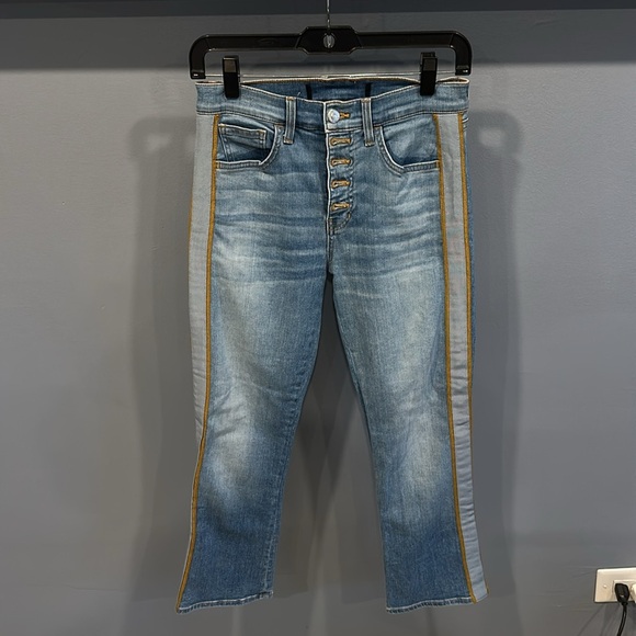 Veronica Beard Carolyn High Rise Button Fly Baby Boot Cut Tux Jeans in Amsterdam - Picture 4 of 8